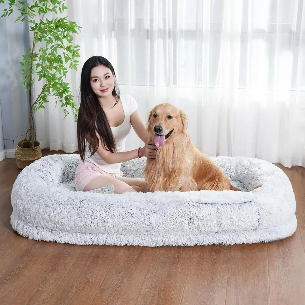 Extra Large Human Dog Bed For People Adults, 73x47x12 Inch Human Sized Dog Bed